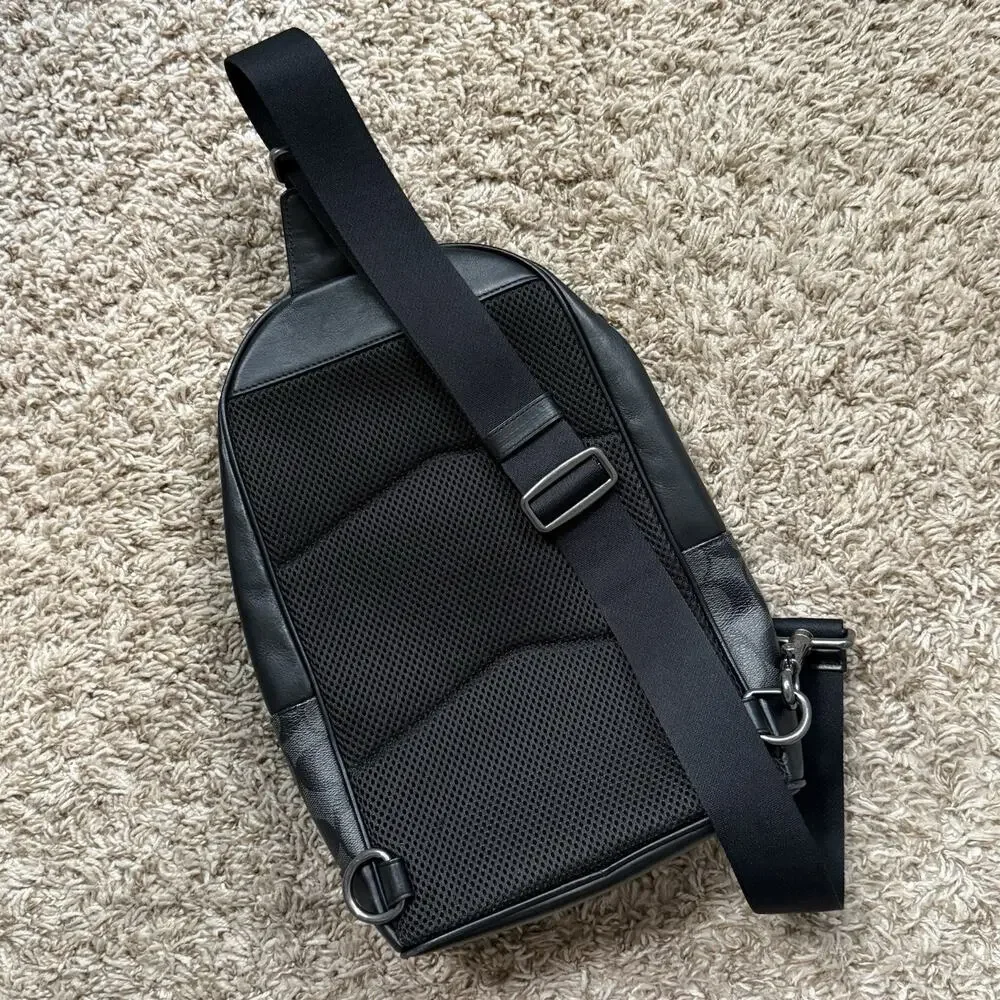 Coach 2999 West Pack In Signature Canvas Leather Varsity Stripe Sling Backpack